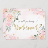 Chic Watercolor Blume Schneeflocken Bridesmaid Einladung (Vorne/Hinten)
