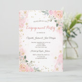 Chic Watercolor Blume Schneeflocken Verlobung Einladung (Stehend Vorderseite)