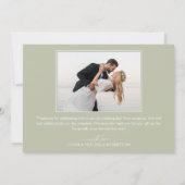 Chic Watercolor Blume Wedding Foto Dankeskarte (Rückseite)