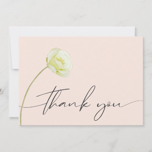 Chic Watercolor Blume Wedding Foto Dankeskarte (Vorderseite)