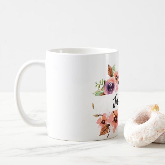 Chic Watercolor Blumen-Tasse Kaffeetasse (Mit Donut)