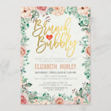 Chic Watercolor Blumenbrunch Bubbly Brautparty
