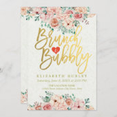 Chic Watercolor Blumenbrunch Bubbly Brautparty Einladung (Vorne/Hinten)