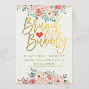 Chic Watercolor Blumenbrunch Bubbly Brautparty Einladung