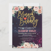 Chic Watercolor Blumenbrunch Bubbly Brautparty Einladung (Vorderseite)