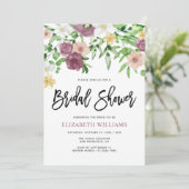 Chic Watercolor Blumengarten Brautparty Einladung (Stehend Vorderseite)