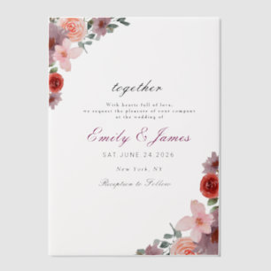 CHIC Watercolor Blumenhochzeit Pergament Einladungen