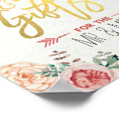 Chic Watercolor Blumenkarten & Geschenke Hochzeit Poster (Ecke)