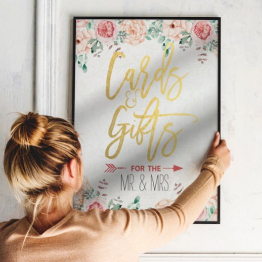 Chic Watercolor Blumenkarten & Geschenke Hochzeit Poster