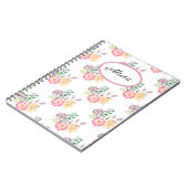 Chic Watercolor Blumenmuster Mit Monogramm Notizblock (Linke Seite)