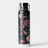 Chic Watercolor Blumenschrift Personalisiert Trinkflasche (Rückseite)