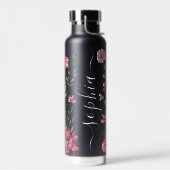 Chic Watercolor Blumenschrift Personalisiert Trinkflasche (Links)