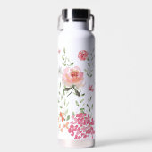 Chic Watercolor Blumenschrift Personalisiert Trinkflasche (Vorne)