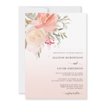 Chic Watercolor Blush Pink Peach Blume Hochzeit