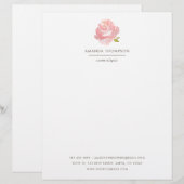 Chic Watercolor Blush Pink Rose Briefbogen (Vorne/Hinten)