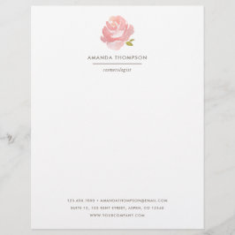 Chic Watercolor Blush Pink Rose Briefbogen