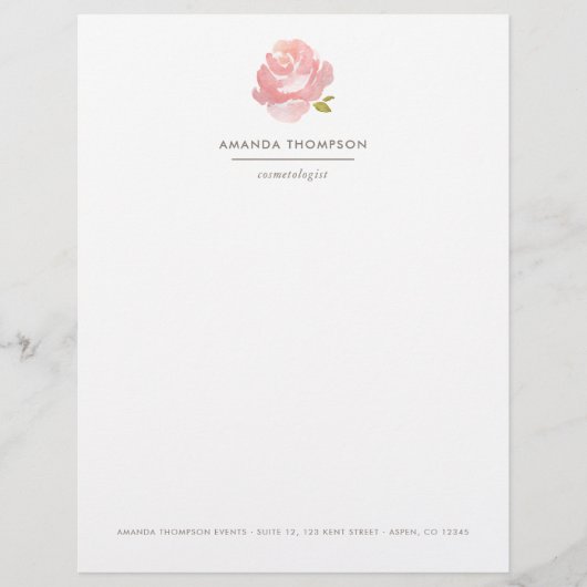 Chic Watercolor Blush Pink Rose Flyer (Vorne)