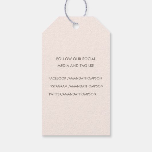 Chic Watercolor Blush Pink Rose Geschenkanhänger (Rückseite)