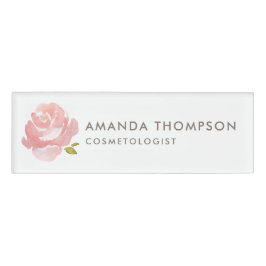 Chic Watercolor Blush Pink Rose Namenschild