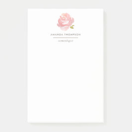 Chic Watercolor Blush Pink Rose Post-it Klebezettel