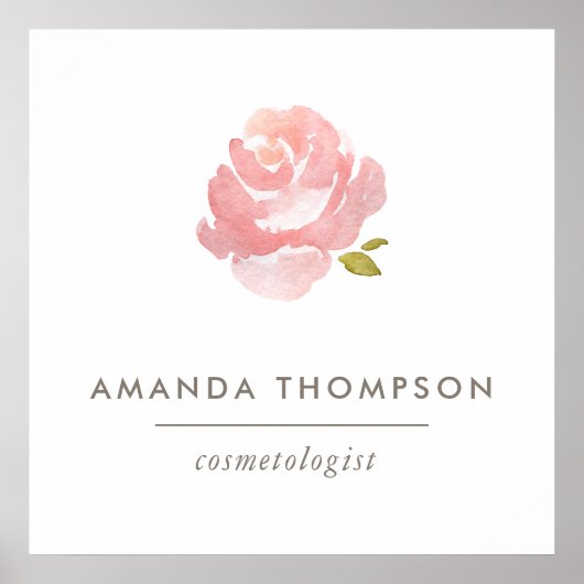 Chic Watercolor Blush Pink Rose Poster (Vorne)