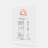 Chic Watercolor Blush Pink Rose Preise & Services Acrylschild (Winkel)