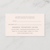 Chic Watercolor Blush Pink Rose Referenz Empfehlungskarte (Rückseite)