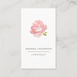 Chic Watercolor Blush Pink Rose Visitenkarte