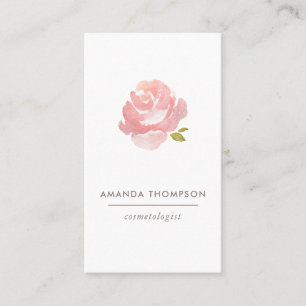 Chic Watercolor Blush Pink Rose Visitenkarte