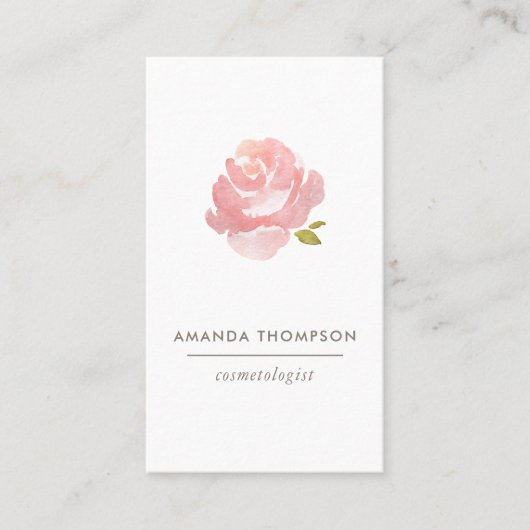 Chic Watercolor Blush Pink Rose Visitenkarte (Vorderseite)