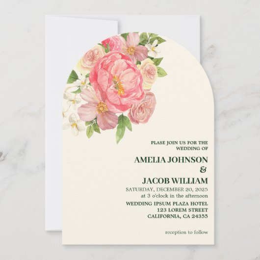 Chic Watercolor Blütenbutter Gelbe Hochzeit Einladung (Vorderseite)