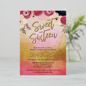 Chic Watercolor Blütencreme Sweet 16 Foil Einladun Folieneinladung (Stehend vorne)