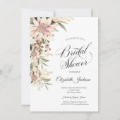 Chic Watercolor Boho Blume Brautparty Einladung (Vorderseite)