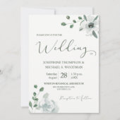 Chic Watercolor Botanical Green Wedding Script Einladung (Vorderseite)
