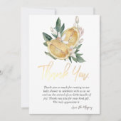 Chic Watercolor Botanische Zitronen Dankeskarte (Vorderseite)