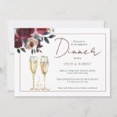 Chic Watercolor Burgund Verlobung-Dinner Einladung (Vorderseite)