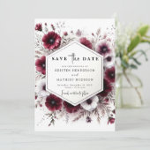 Chic Watercolor Burgundy Wedding Save The Date (Stehend Vorderseite)