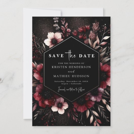 Chic Watercolor Burgundy Wedding Save The Date (Vorderseite)
