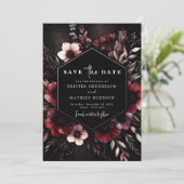 Chic Watercolor Burgundy Wedding Save The Date (Stehend Vorderseite)