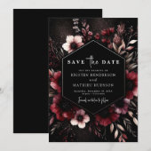 Chic Watercolor Burgundy Wedding Save The Date (Vorne/Hinten)