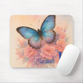 Chic Watercolor Butterfly Individuelle Name Mousepad (Mit Mouse)