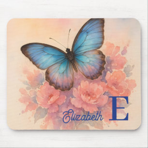 Chic Watercolor Butterfly Individuelle Name Mousepad