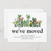 Chic Watercolor Cactus we moved new Zuhause Moving Ankündigungspostkarte (Vorne/Hinten)