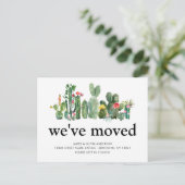 Chic Watercolor Cactus we moved new Zuhause Moving Ankündigungspostkarte (Stehend Vorderseite)