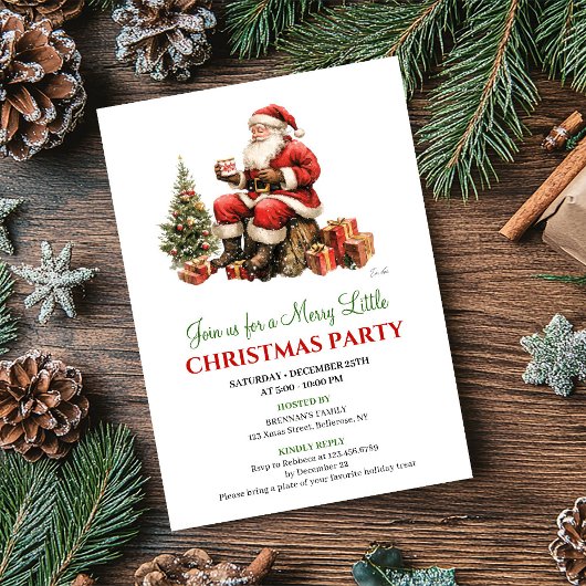 Chic Watercolor Christmas Scene Holiday Invitation Einladung