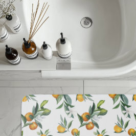 Chic Watercolor Citrus Print Badematte