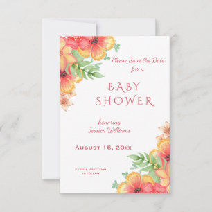 Chic Watercolor Corner Blume Babydusche Save The Date