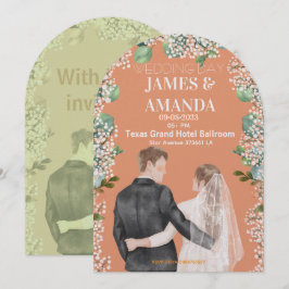 Chic Watercolor Couple On Budget Wedding Einladung