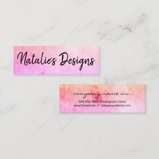 Chic Watercolor Cursive Handschriftlich Mini Visitenkarte (Vorne/Hinten)