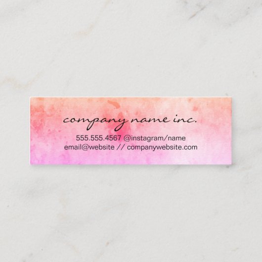 Chic Watercolor Cursive Handschriftlich Mini Visitenkarte (Rückseite)